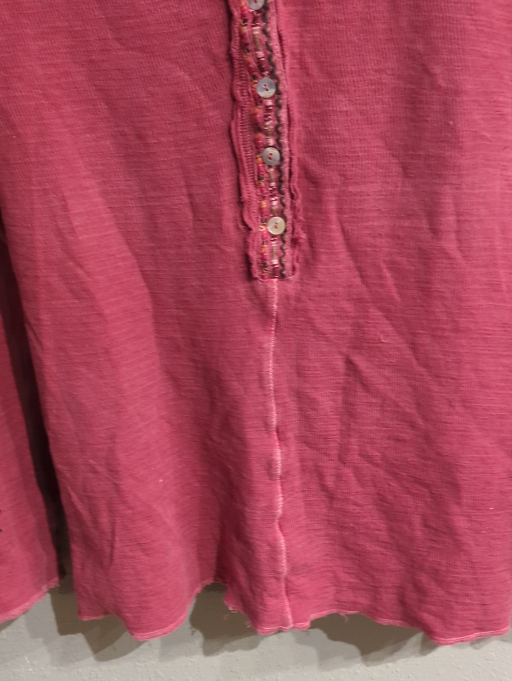 Sundance Embroidered Henley Top Long Sleeve Cotton Breathable Boho Floral - Picture 7 of 9